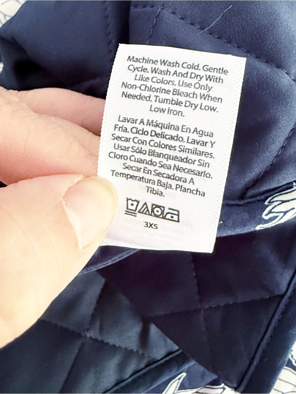 Time & Tru Women 100% Cotton Floral Quilted Jacket XXL Navy Blue Coastal Casual - Picture 10 of 10